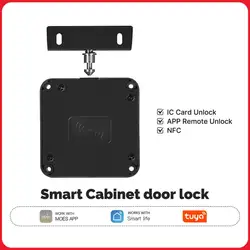 Smart Wood Cabinet Lock with Keyless Remote Control and IC Card Access (Black)