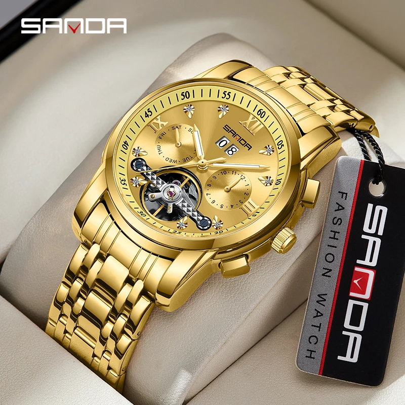 

SANDA Watch for Men Automatic Mechanical Movement Man Watches Steel Strap Waterproof Wristwatches Men's Luxury Brand Watch
