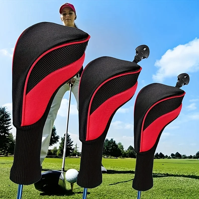 Golf Club Head Covers 3pcs Golf Protector For 1 3 5 Driver & Fairway Club Woods Hybrid Driver Head Cover With Changeable Rotat golf club head covers