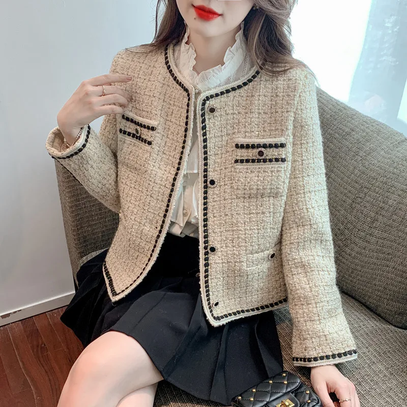 Winter/autumn Adding Cotton Thicken Blazer Women Tweed Jacket Double  Breasted Office Lady Pink Black White Suit Coat - Tailored Coat - AliExpress