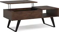 Lowry SOLID ACACIA WOOD and Metal 22 Inch Wide Square Modern Industrial End Side Table in Distressed Golden Wheat 1