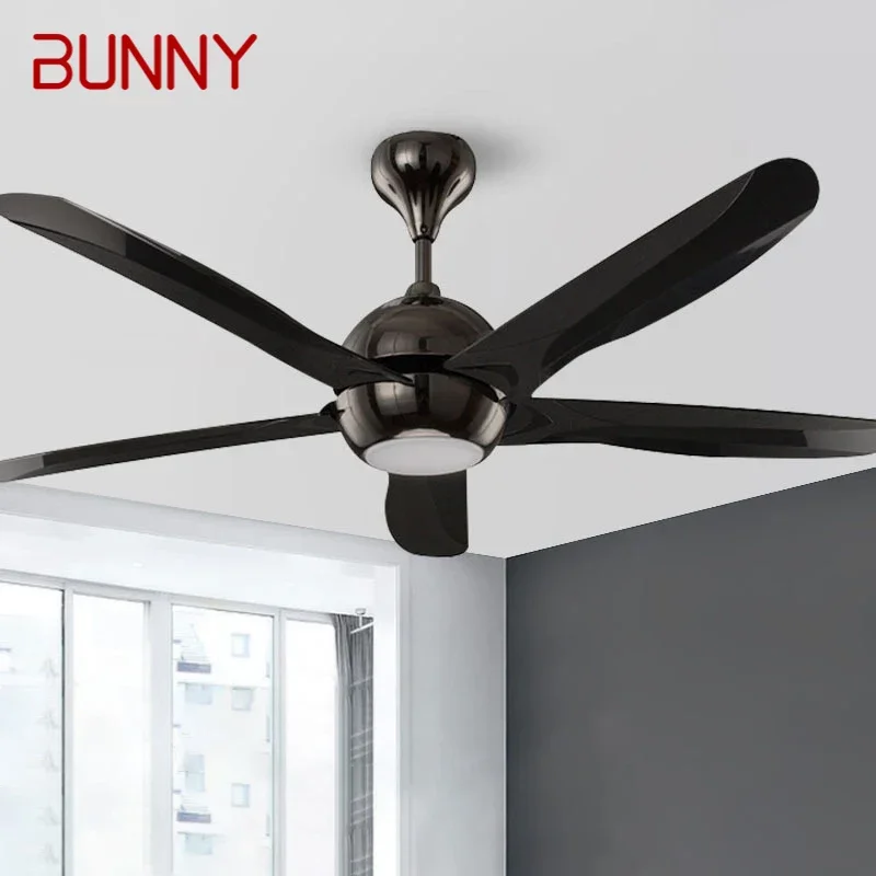 BUNNY 북유럽 LED 선풍기 조명, 현대 미니멀리즘 레스토랑 거실 서재 천장 선풍기 조명, 원격 전기 선풍기 조명