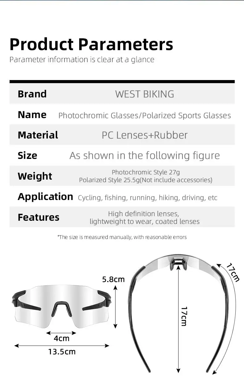 West Biking Fahrrad Brille polarisierte photo chrome Linse Fahrrad Sonnenbrille Männer Frauen Brille Brillen Sport MTB Rennrad Brille – Detail 3