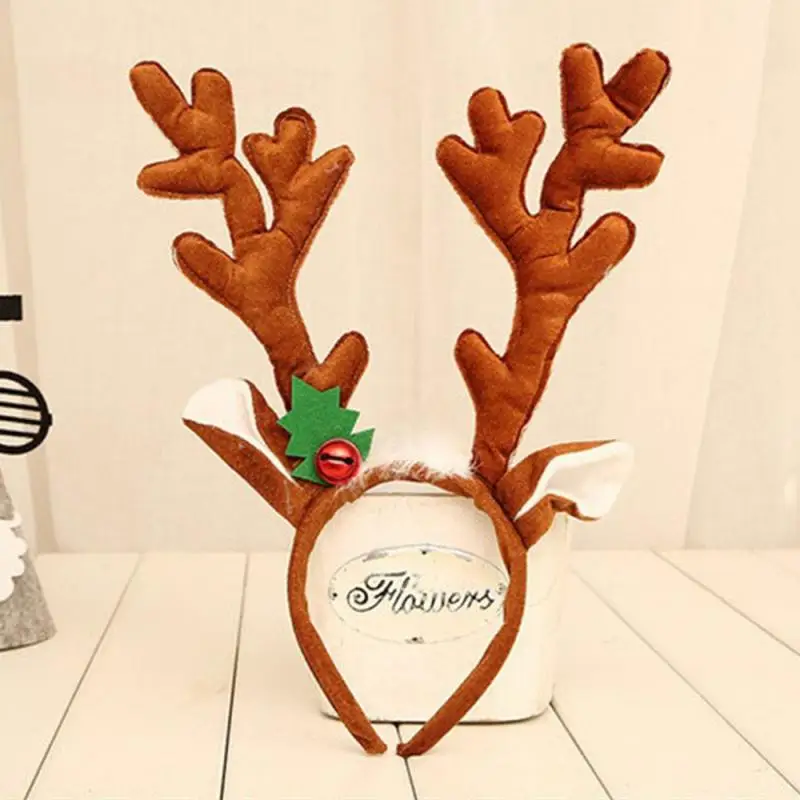 Christmas Reindeer Antlers Headband Elk Antlers Ears Head Hoop With Red Bell Christmas Party Hair Accessories Navidad