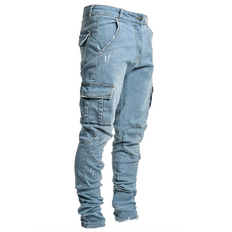 Everyday Casual Sports Jeans Hip Hop Style Cotton Stretch Denim Overalls Pocket Decorated With High Quality Streetwear Pants