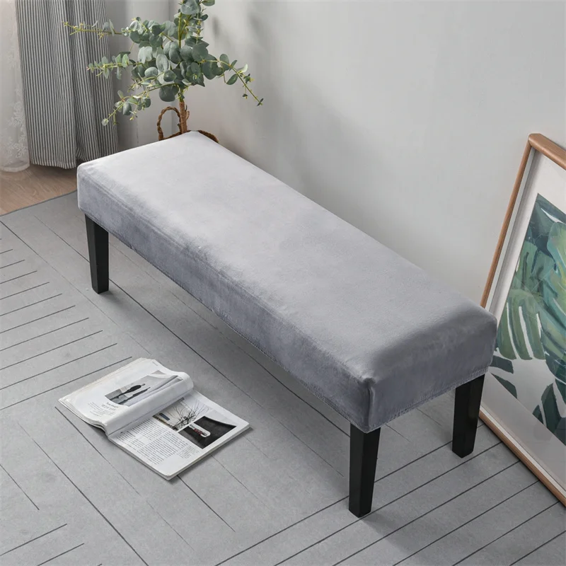Description Picture 4 of itemSoft Velvet Dining Chair Cover Stretch Piano Stool Cover Long Ottoman Cover Solid Bench Slipcover Changing Shoes for Living Room