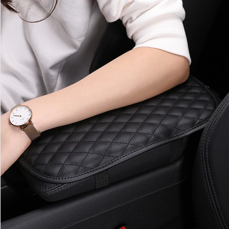 

PU Leather Universal Car Armrest Pad Cover Center Console Wave Embroider Auto Seat Box Protection Cushion Hand Supports