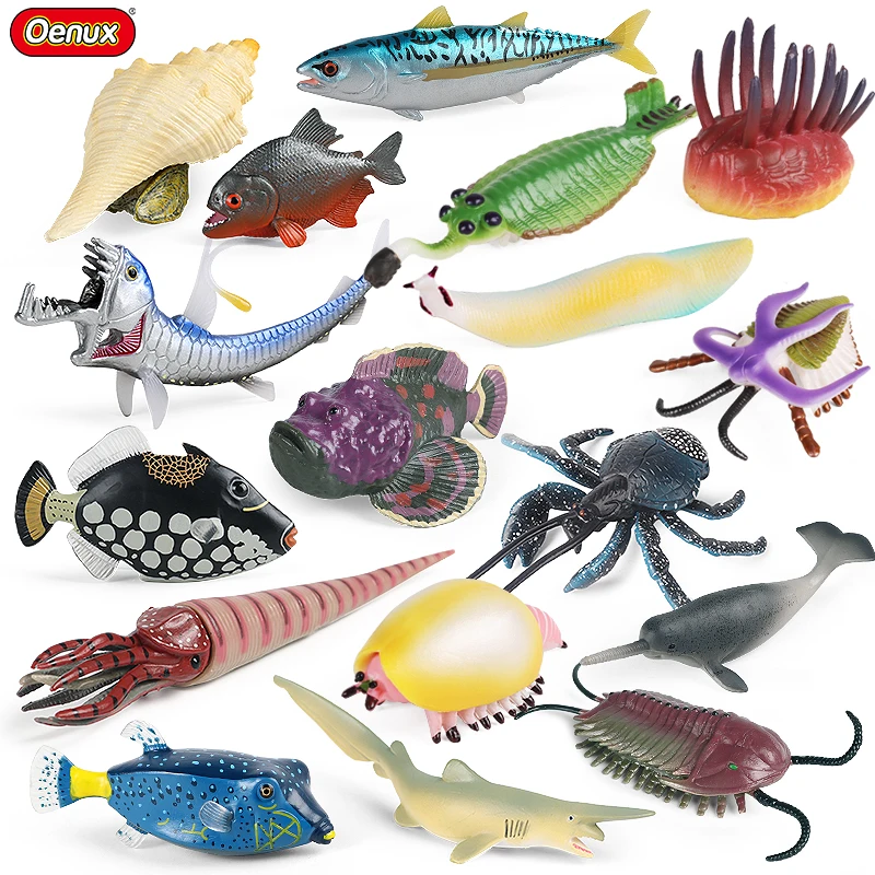 Oenux Cambrian Tropical Ocean Orthoceras Opabinia Trilobite Granchio Squalo Pesce Animali Modello Action Figures Educazione Giocattolo Per Bambini