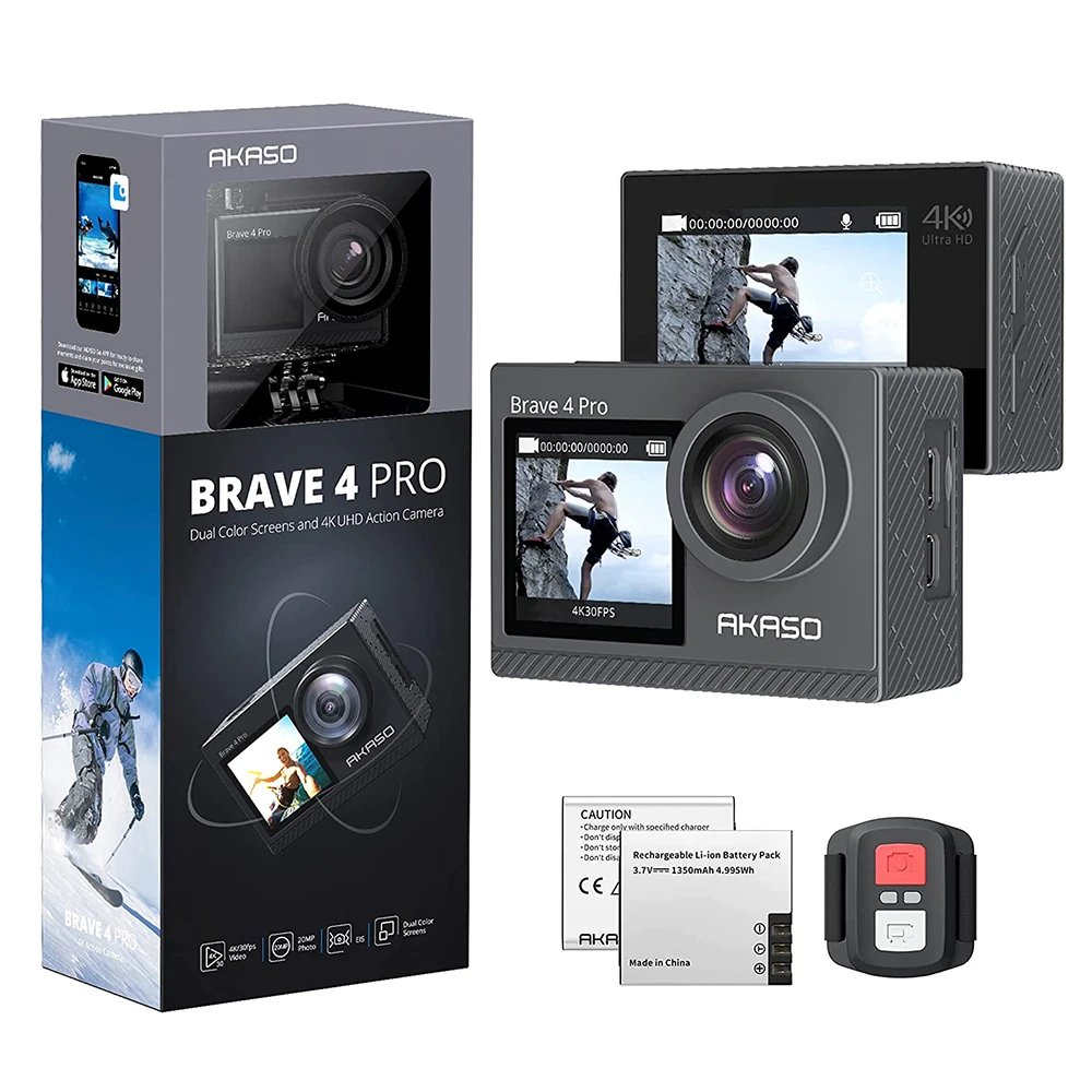  AKASO Brave 7 LE 4K30FPS 20MP WiFi Action Camera with Touch  Screen EIS 2.0 Zoom Remote Control 131 Feet Underwater Camera with 2X  1350mAh Batteries Support External Microphone Vlog Camera : Electronics