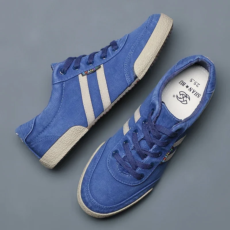 Spring and Summer Casual Men's Canvas Shoes Low top Lace up Men's Cloth Shoes Korean Fashion Men's Shoes# 2907 6