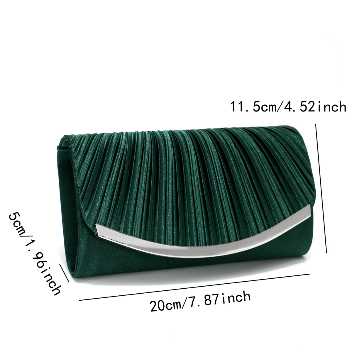 Glitter Satin Evening Clutch Handbag with Metal Chain