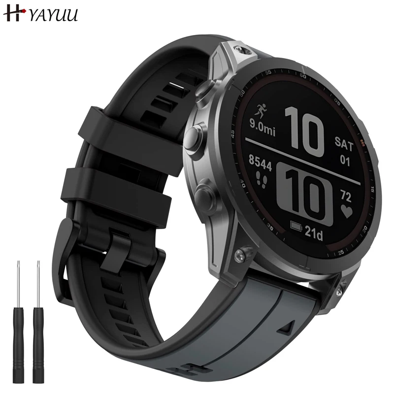 Cinturino Per Garmin Fenix 6X, Sostituzione Delle Fasce In Silicone Morbido Facile Da Montare Per Fenix 7X/Fenix 6X Pro/Fenix 5X/Fenix 5X Plus/Descent