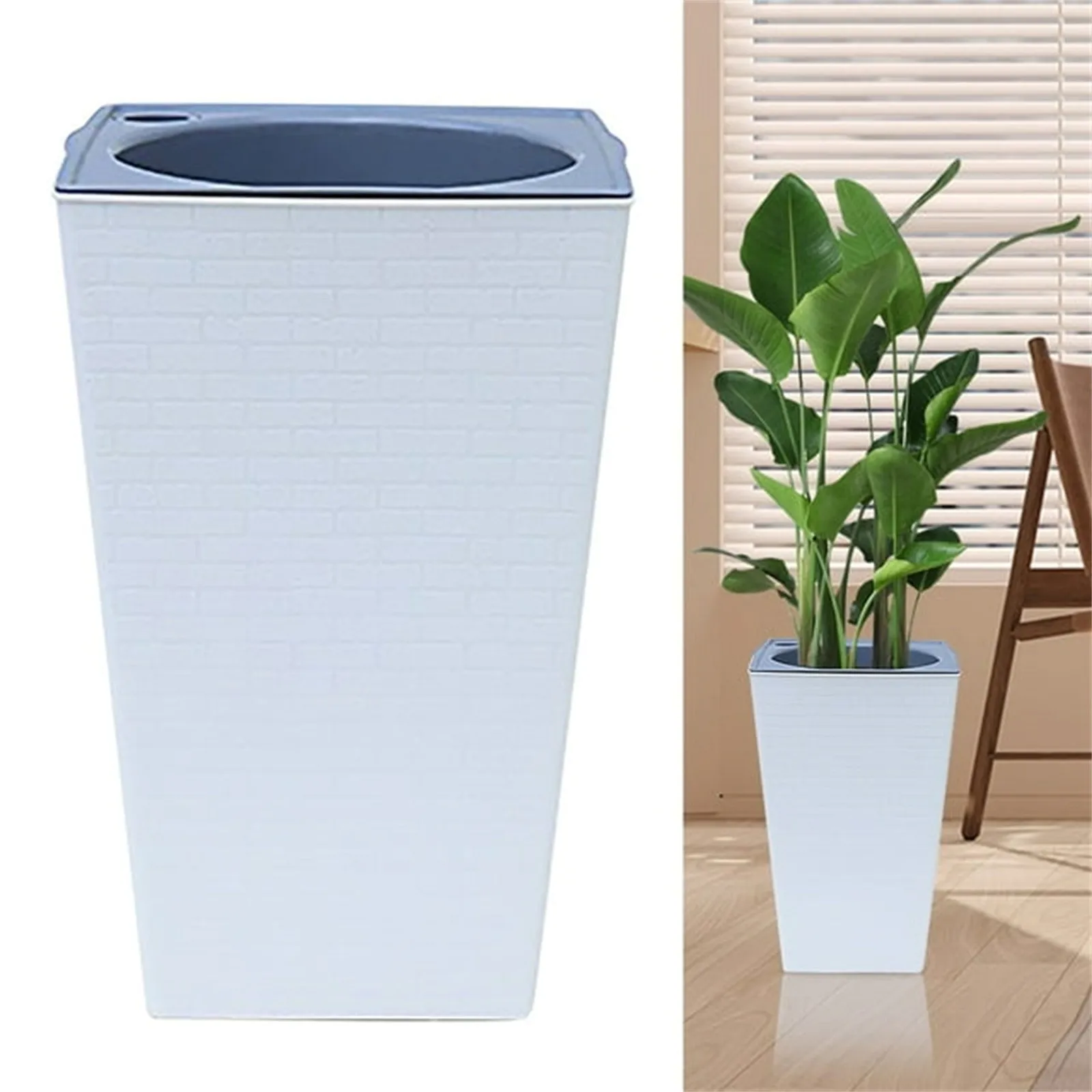 Tall Square Decorative Flower Pot for Indoor & Outdoor Use - Stylish Home and Garden Accent Planter