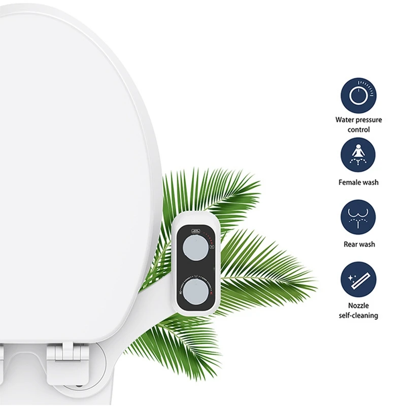 Description Picture 6 of itemBidet Attachment Ultra-Slim Toilet Double Nozzle Spiral Adjustable Water Pressure Non-Electric  Sprayer