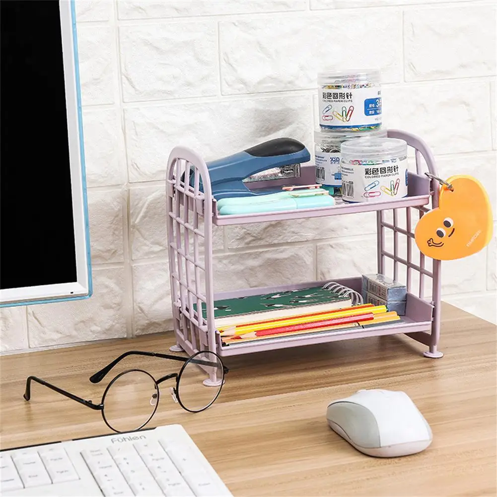 Double Layer Storage Rack Folding Household Bathroom Storage Shelf Desktop Organizer For Cosmetics Jewelry