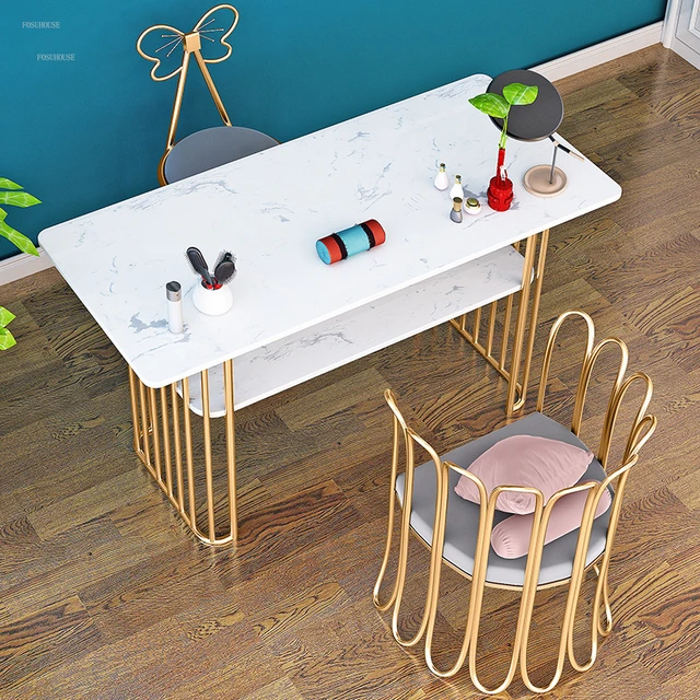 Tables de manucure professionnelles nordiques à double couche, meubles de  salon de beauté modernes, ensemble de table et chaise - AliExpress