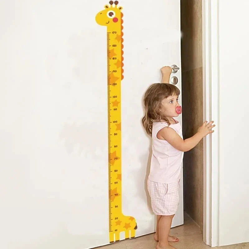 Giraffe Kids Height Measurement Growth Chart Wall Stickers Cartoon Animal Height Measure Wallpaper For Baby Room Decals
