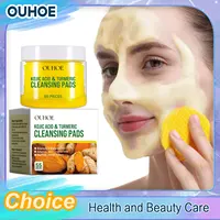 Turmeric Kojic Acid Facial Exfoliating Cleansing Pads Clogged Pores Oil Remover Glow Brighten Daily Lemon Facial Cotton Sponges 1