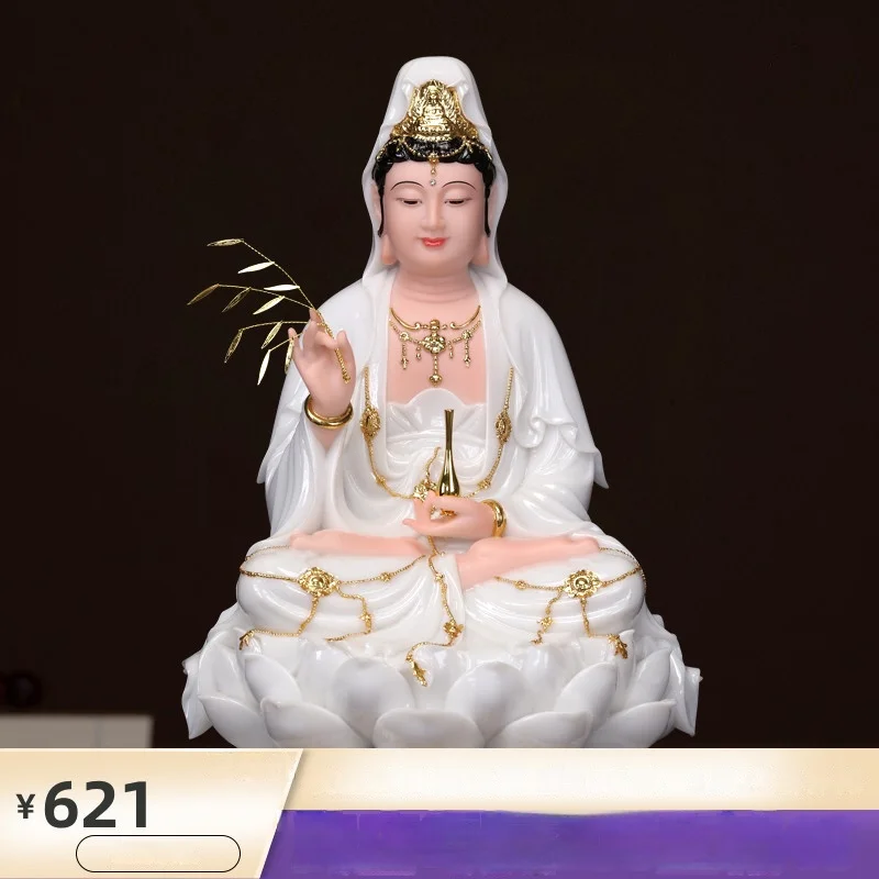 관음 부처님 동상, 흰색 비취 관음 보살, 홈 연꽃, 남해 선물, 아들 관음 부처님, 3 개의 거룩한 동상 장식품