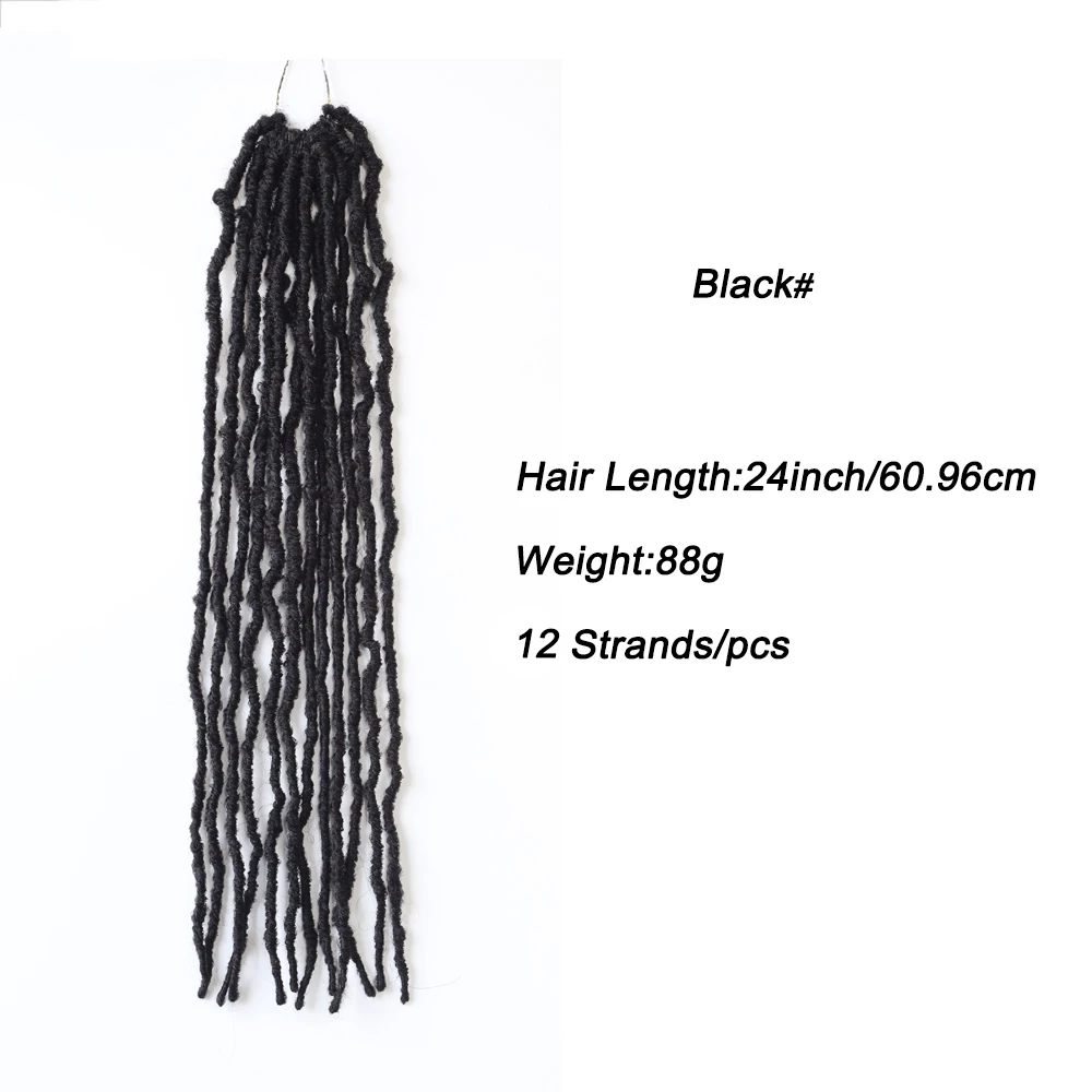 24 Inch Synthetic Soft Faux Locs Crochet Hair Butterfly Distressed Locs for Women Natural Hair Look Easy to Install 4