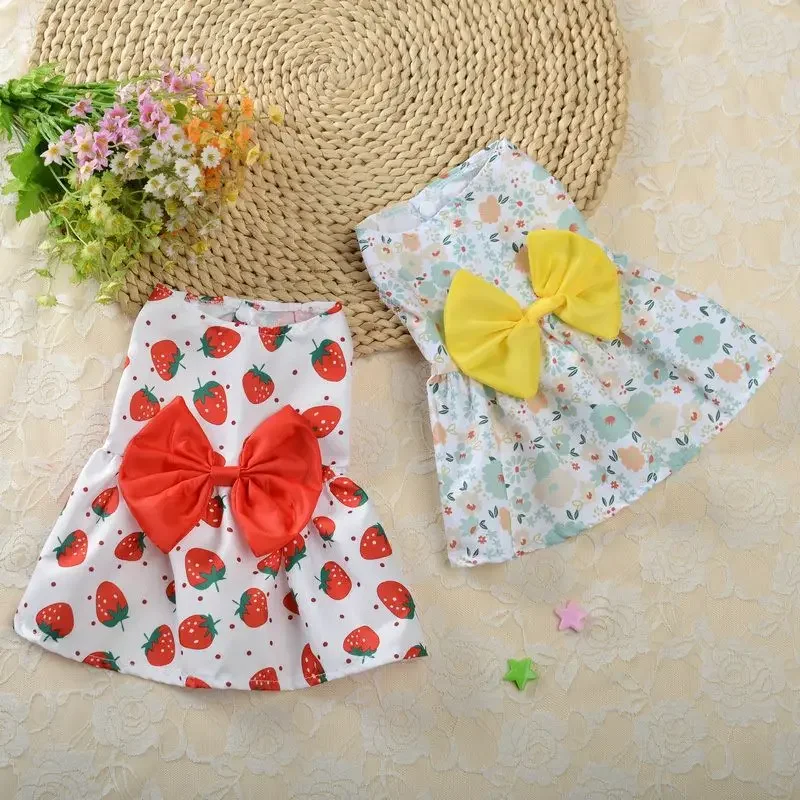 Teddy Cute Dog Skirt Summer Flower Princess Dress Kitty Thin Pet Accessories Pet Supplies Small Dog New Pet Clothes