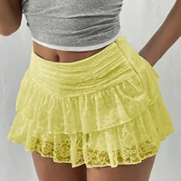 Cute Ruffle Bloomer Skirts Women's Summer Lace Floral Skirt High Rise Tiered Ruffled Flowy Short Mini A Line Skirt - Image 6