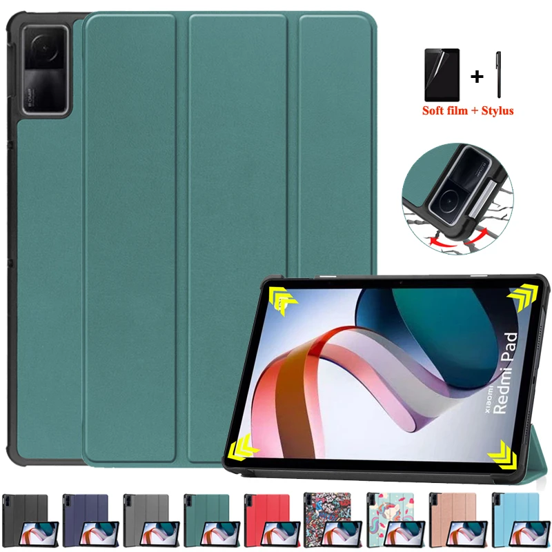 para Xiaomi Redmi Pad Tablet Case 2023 pu Couro Tri-dobrável Suporte Flip Magnético para Xiaomi Redmi Pad 2023 Case Capa Crianças