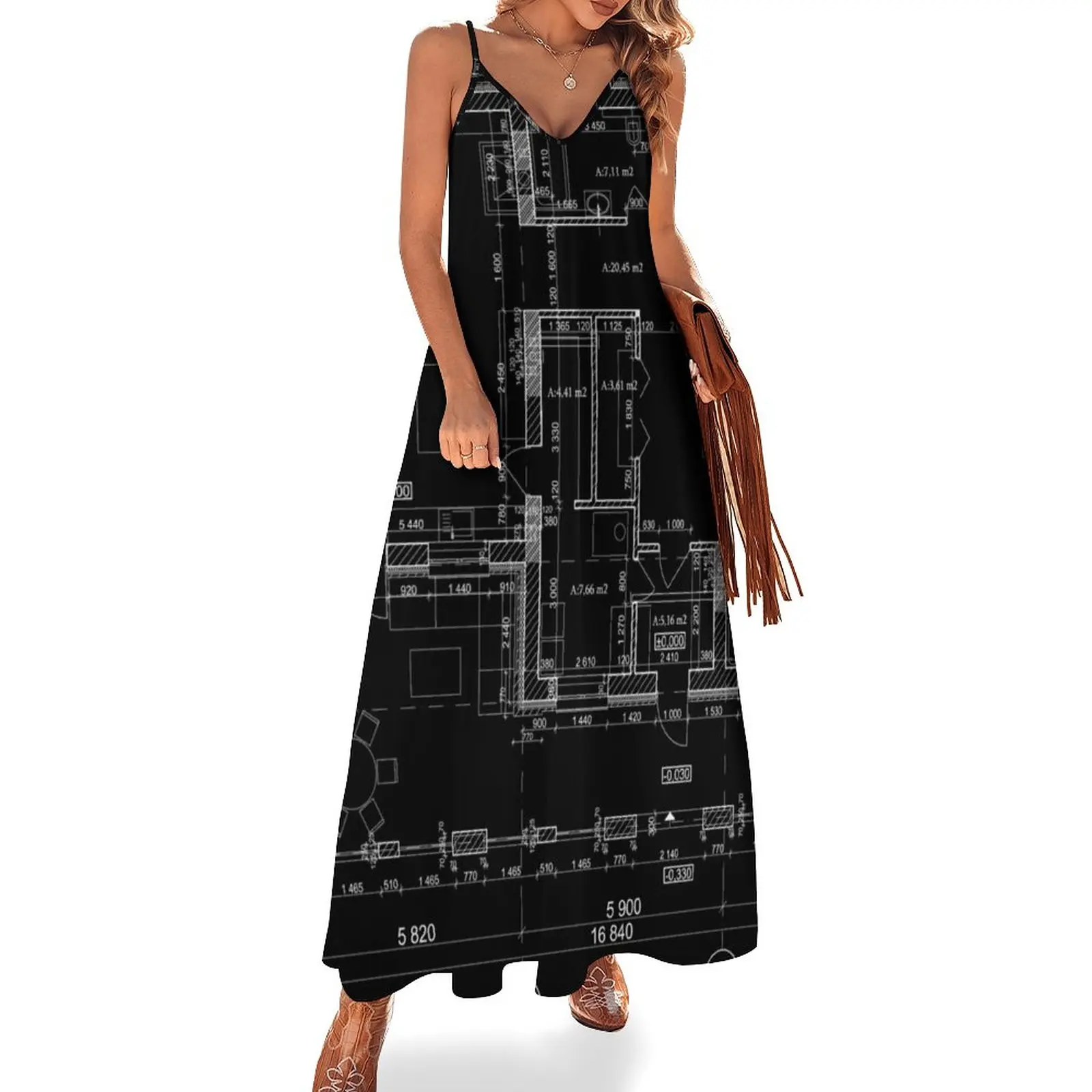 

Detailed architectural private house floor plan, apartment layout, blueprint. Vector illustration Sleeveless Dress