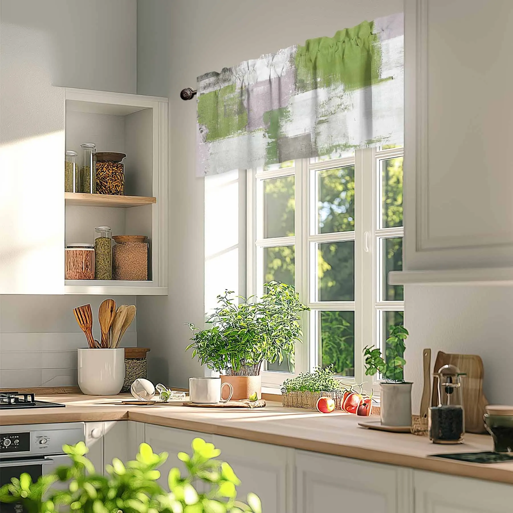 Cantonnières TweetyBed - Tissu Eucalyptus Vert Saige - Pour Petites Fenêtres - 142x91 Cm