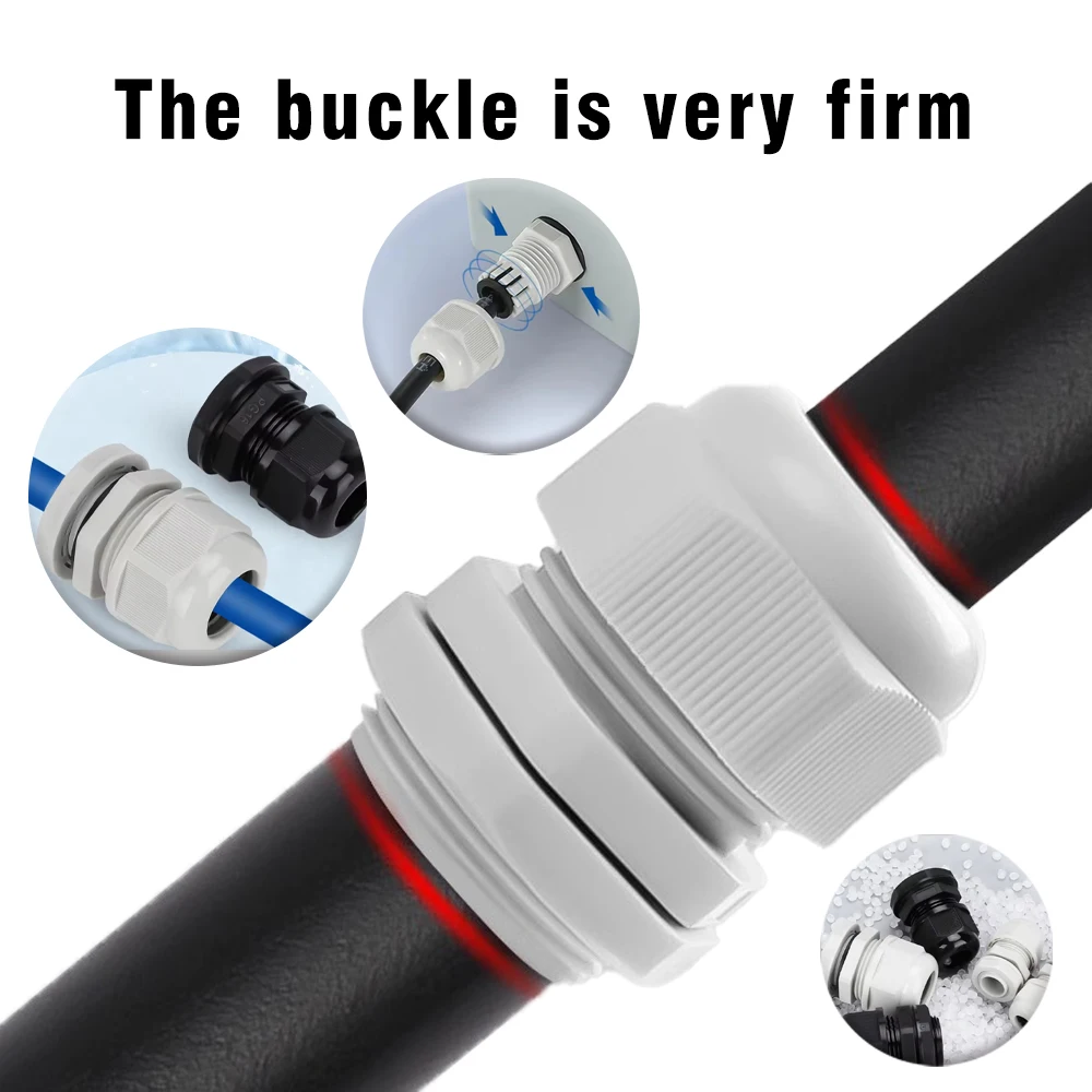 PG7 PG9 PG11 PG13.5 Waterproof Cable Gland Nylon Joints with Gasket 100PCS cable gland