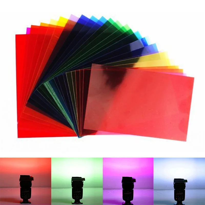 S794a61e70b5b4c7591f61ac11d9e8a83C Colors SLR Cameras Flash Diffuse Gels Filter Transparent Color Balance Lighting Filter Kit for Photo Studio Accessory Mallzona