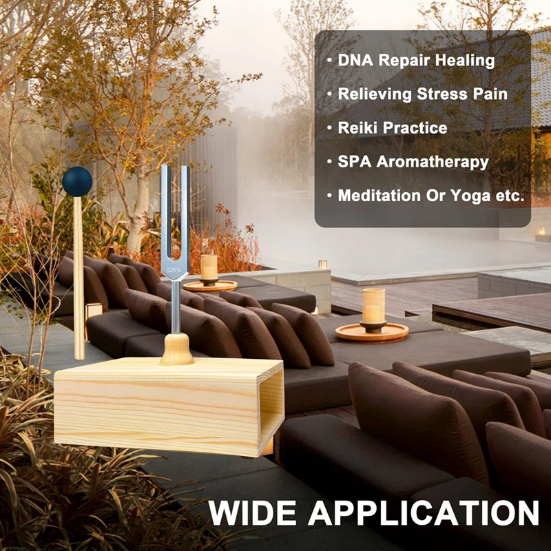 528Hz Tuning Fork With Resonance Box With Resonance Box Wooden Speaker Perfect For SPA Aromatherapy, Teaching