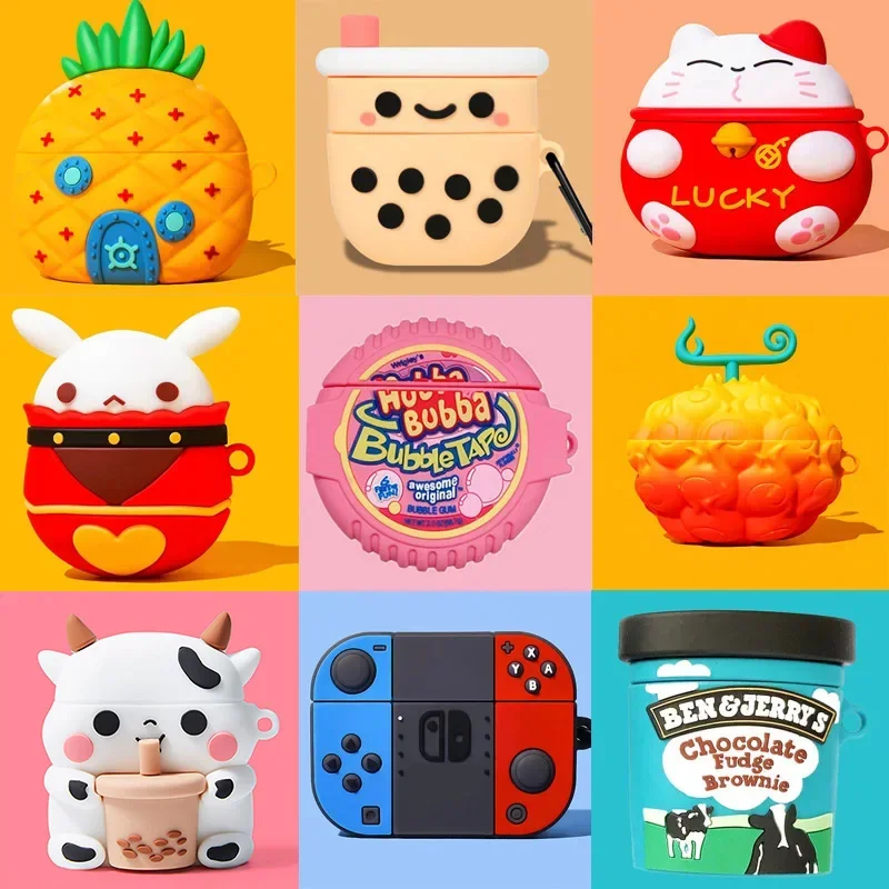 3D Ice Cream Bubble Gum Per Airpods Pro 2 Case 2022 Custodia Di Ricarica Per Auricolari Wireless Per Airpods 3 2 1 Pro Per Airpods Pro 2 Case