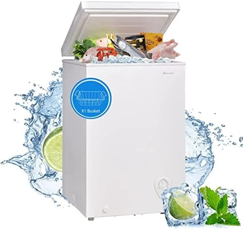 Mini Chest Freezer 3.5 Cu. Ft, Small Deep Freezer with Removable Basket,  Adjustable Temperature, Manual Defrost, For Kitchen Apa - AliExpress