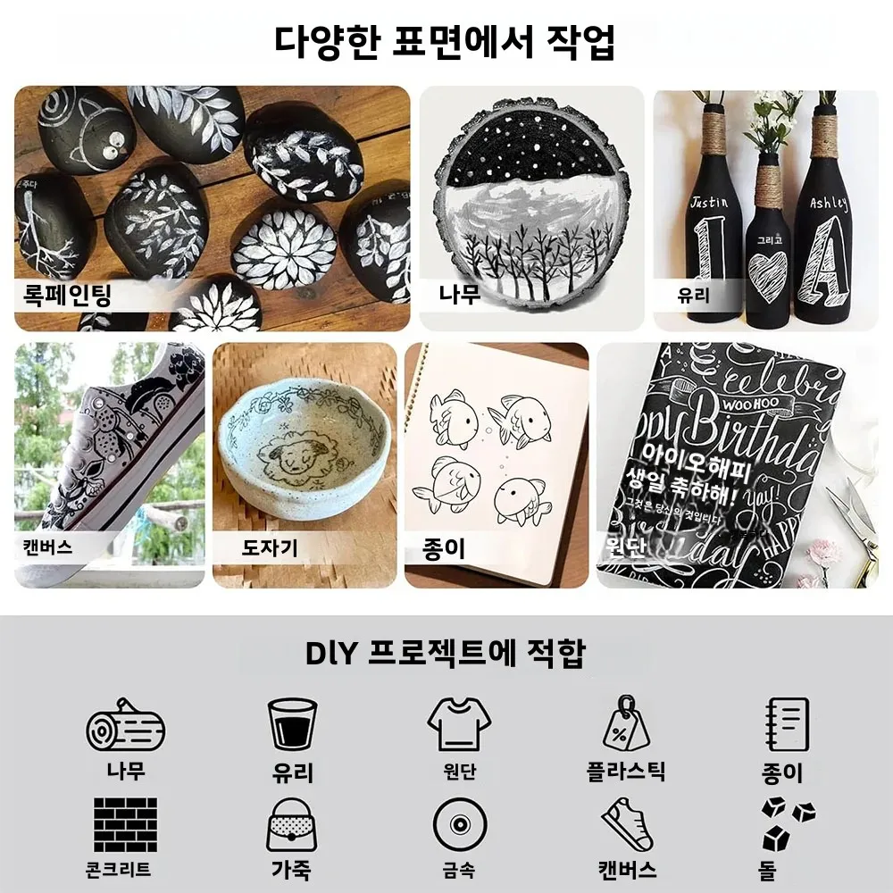 블랙 화이트 페인트 펜 마커 영구 방수 잉크 2mm 팁 금속 목재 캔버스 패브릭 플라스틱 타이어 유리용