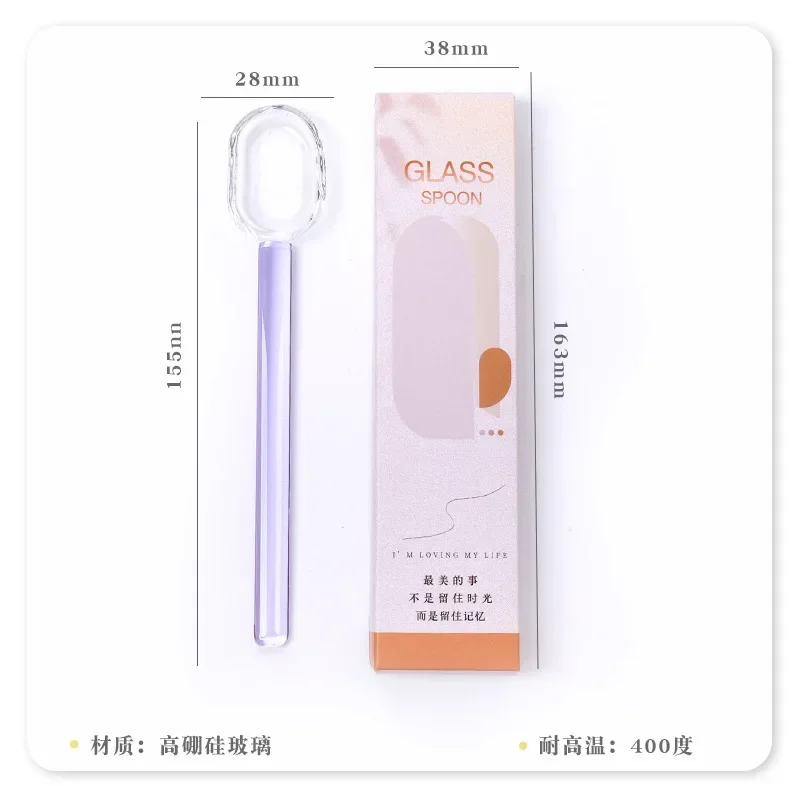 Tea Spoons 1pc Heat Resistant Glass For Dessert Cocktail Milkshake Ice Cream Stirring Rod