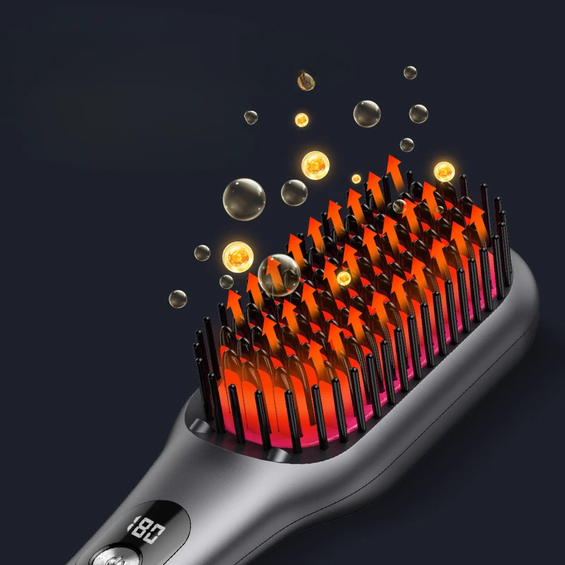 Electric Hot Comb Multifunctional Straight Hair Straightener Comb Negative Ion Anti-Scalding Styling Tool Straightening Brush 4