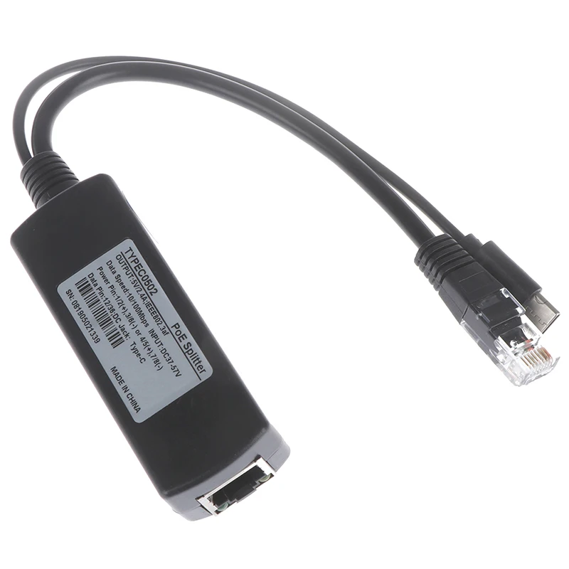 Hot!!! TYPE-c poe splitter usb 48v to 5v power over ethernet 802.3af 100/1000M for raspberry 3