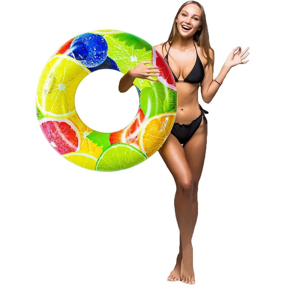 PVC retro striped swimming ring thickened lifebuoy children's swimming inflatable floating ring children's beach toy pool party 6