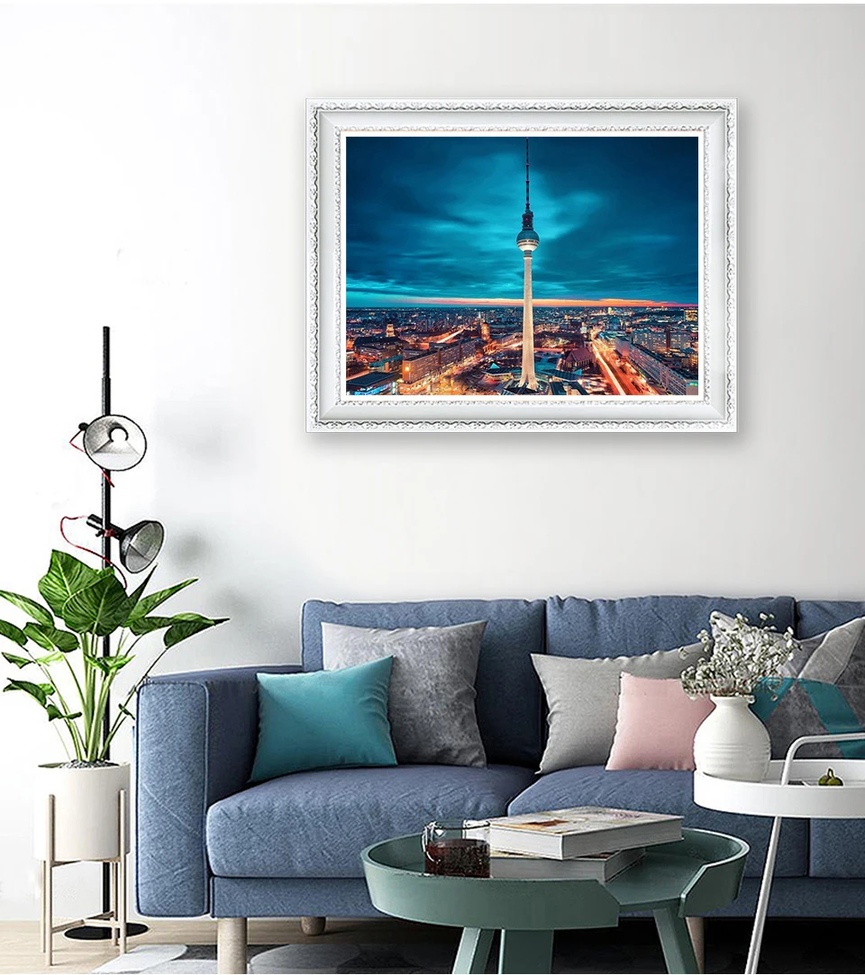 Full Square/Round Drill Mosaic Painting 5D DIY Diamond Painting Landscape Diamond Embroidery Berlin TV Tower Decoration