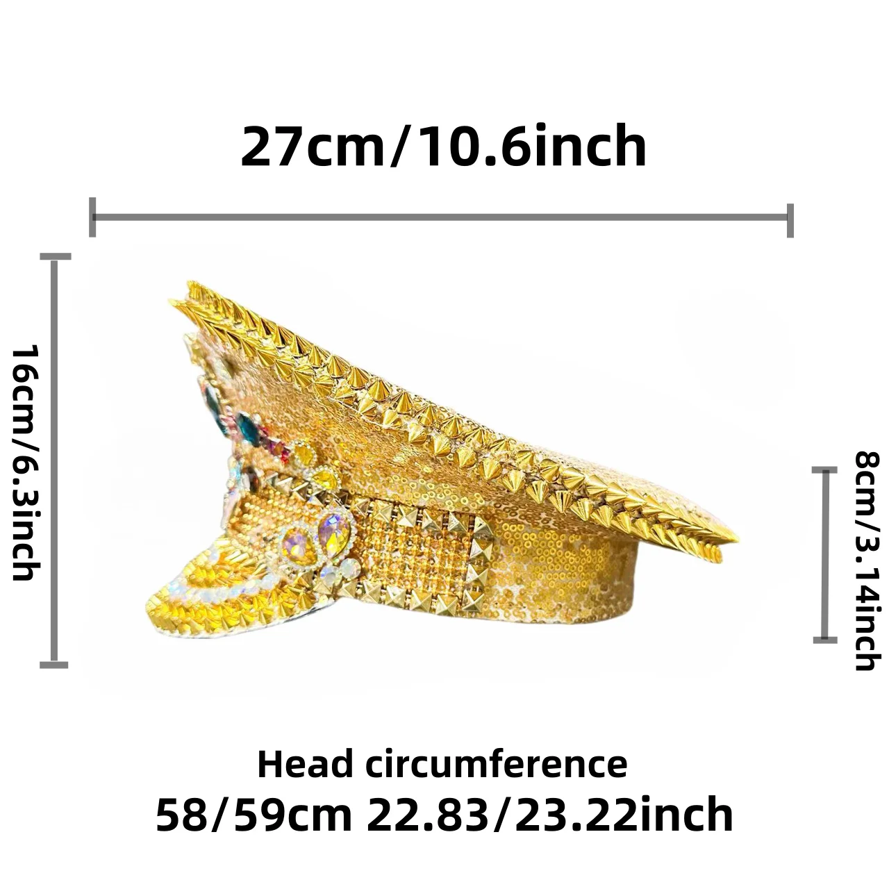 Bee Festival Captain Hat Rhinestone Military Cap with Sequins Bee and Flower Design Unisex Party Cosplay Costume Accessorie