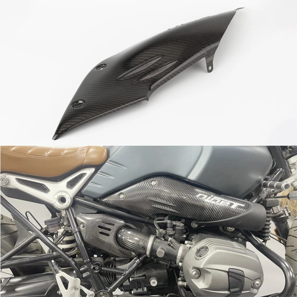 For BMW R NINE T 2016-2020 RNINET Carbon Fiber Rear Muffler Exhaust Pipe Cover Side fairing Heat Shield Cover Protection R 9T