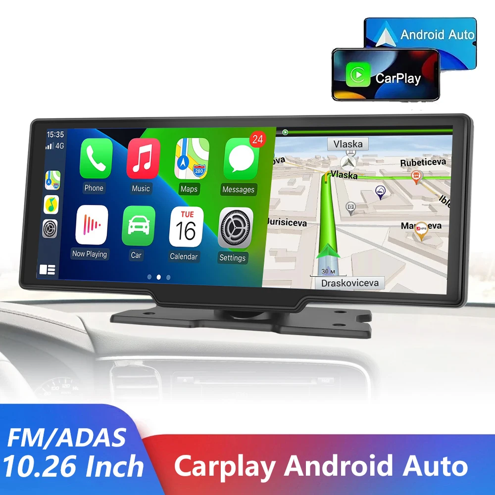 

10.26inch 4K Dash Cam Rearview Camera Wireless Carplay & Android Auto DVR GPS Navigation Video Recorder Dashboard MP5 Park AUX