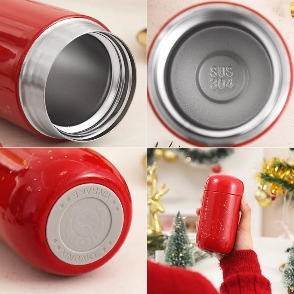 Solid Color Mini Thermos Cup Starry Sky Insulated Portable Vacuum Flask Portable Leak Proof Thermal Water Bottle Porridge Soup