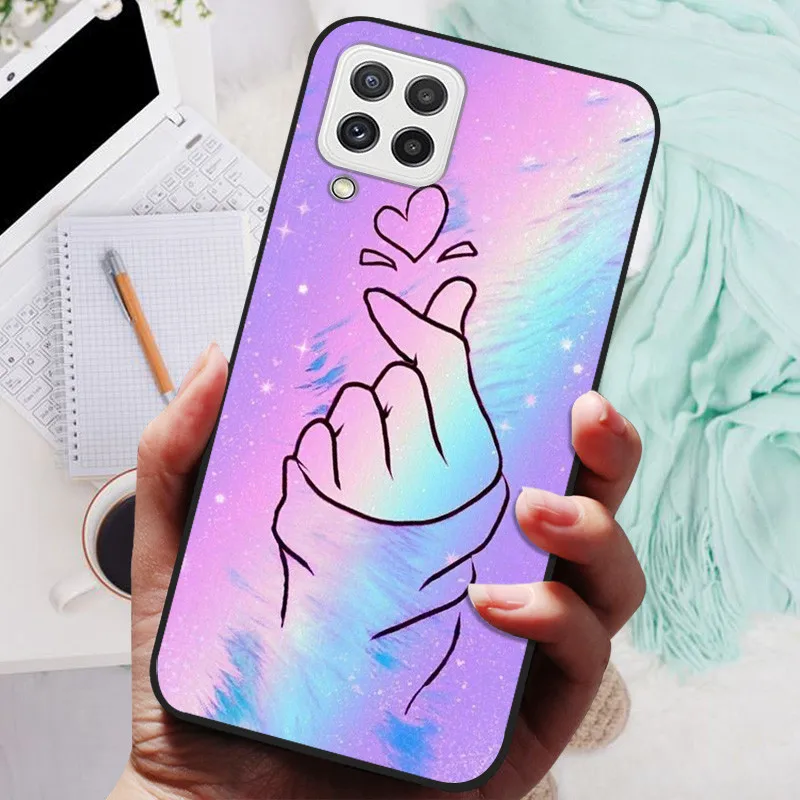 Black Silicone Soft Case with Lion and Wolf Design - Protective Shell for Samsung Galaxy A22/A22s 5G