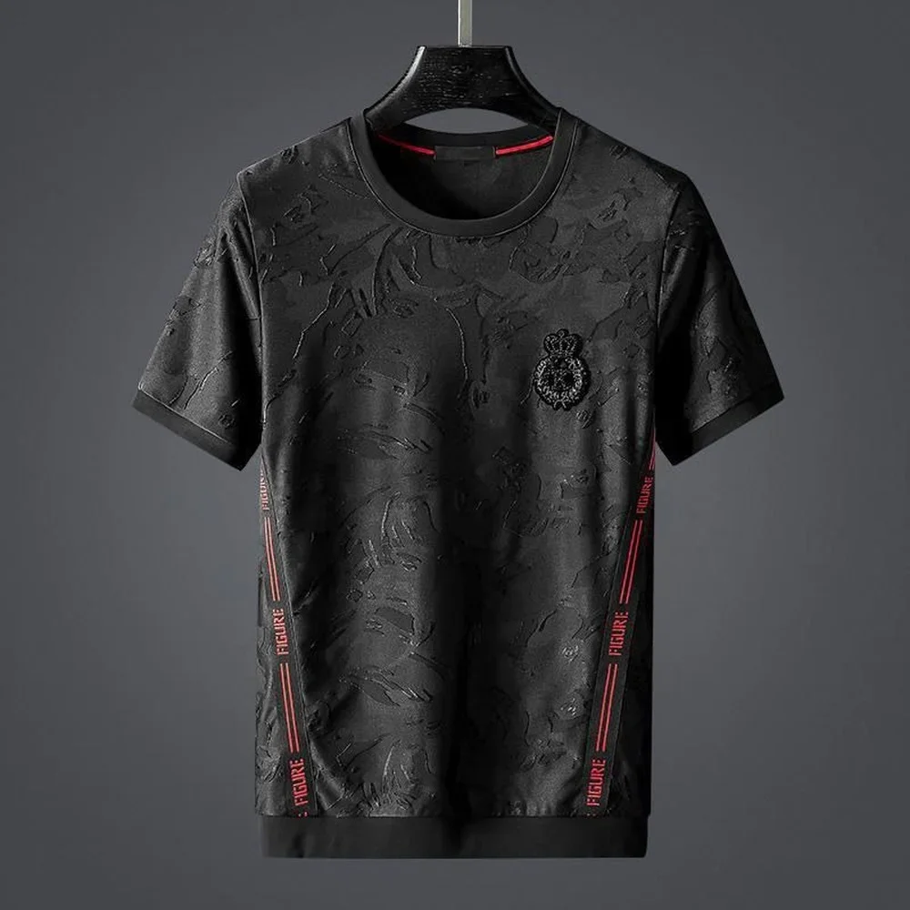 Men Sets High-quality High-end Light Luxury Brand New Summer Fashion Brand Jacquard Hot Drilling Leisure Sports Two Joggers Set