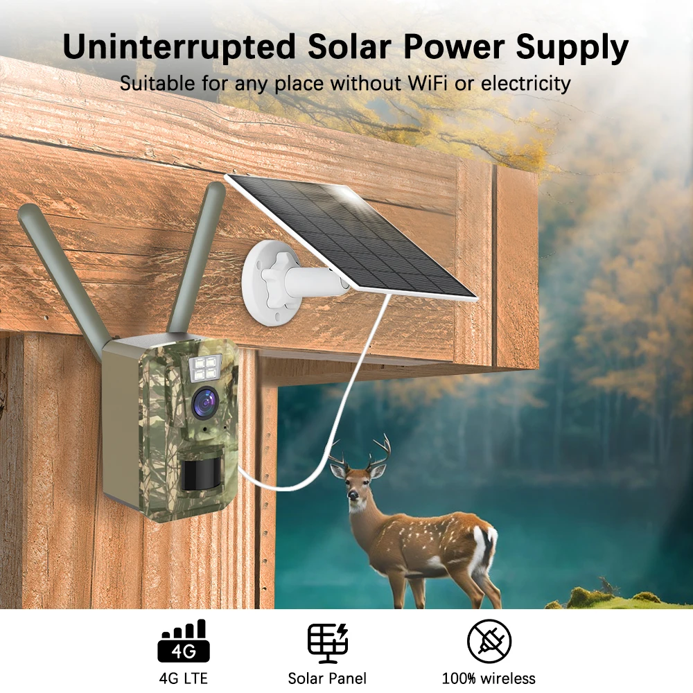 SZSINOCAM US 4G Cellular 3MP 2K Battery Solar PIR Motion Activated Wildlife Hunting Trail Camera IP66 Outdoor Night Vision 2