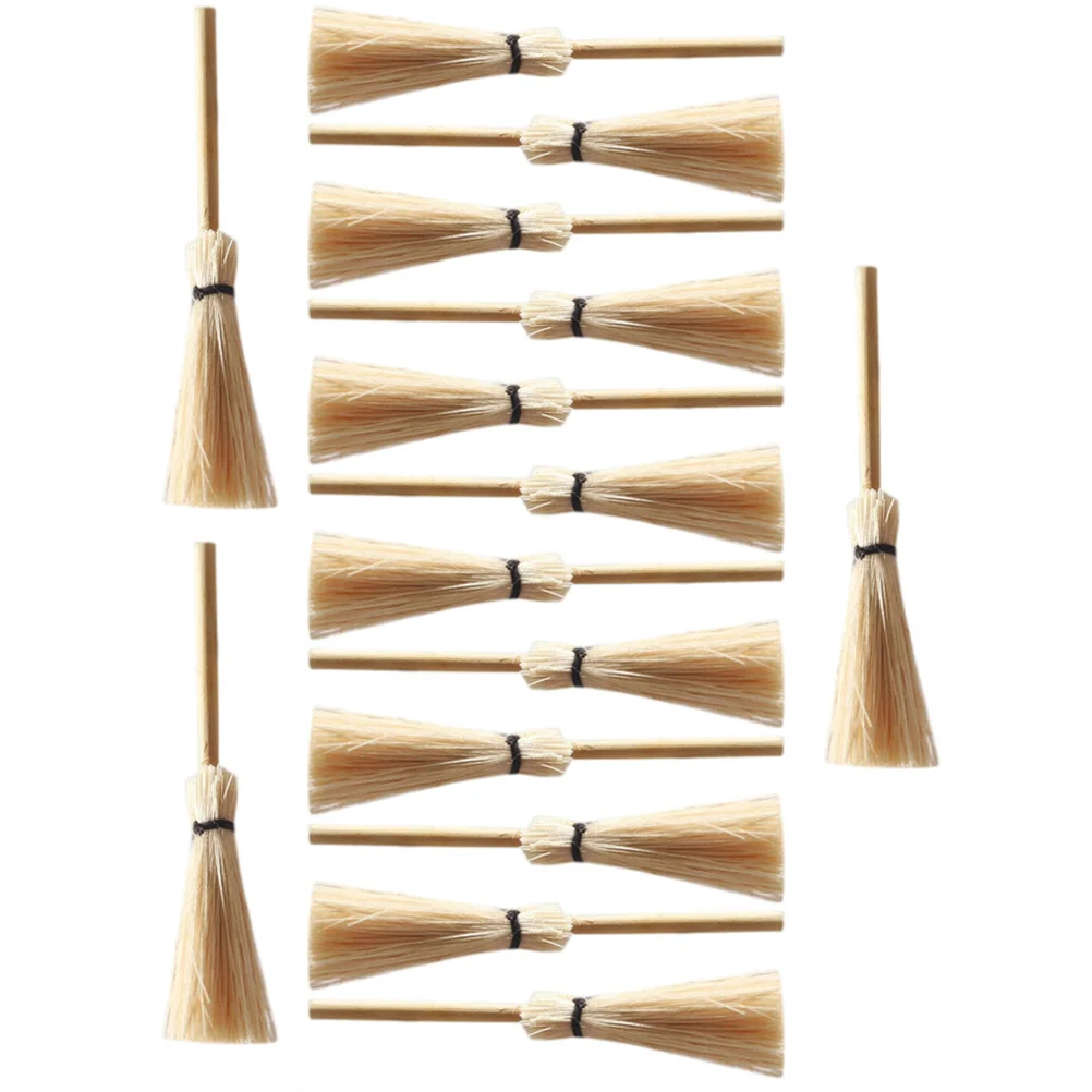 

15 Pcs Mini Broom House Accessories Home Decor Furniture Miniature Props Natural Bamboo Small Playhouse Accessory