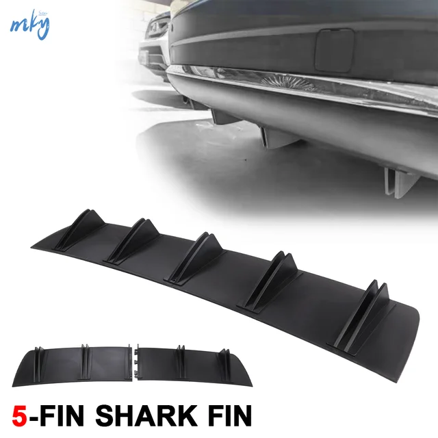 Heißer Verkauf Universal Auto Hintere Stoßstange Lip 7-Fin Shark Fin ABS  Diffusor Helle Schwarz Ohne Bohren - AliExpress