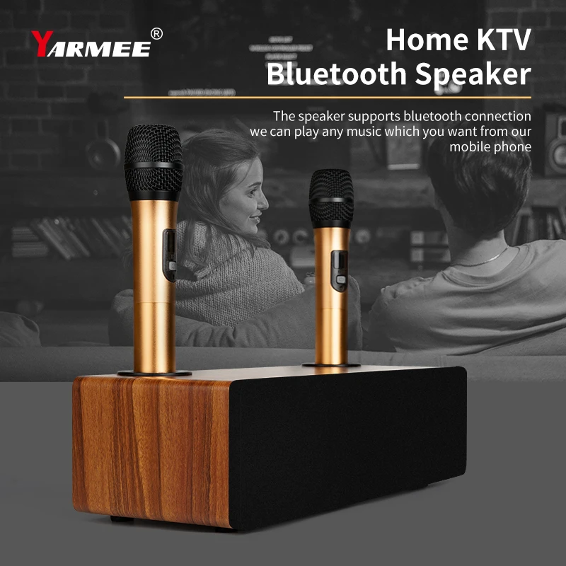 YARMEE Professional Echo Wireless Karaoke Singing System include 2Channel Microphone Bluetooth Speaker Amplifier For Home KTV